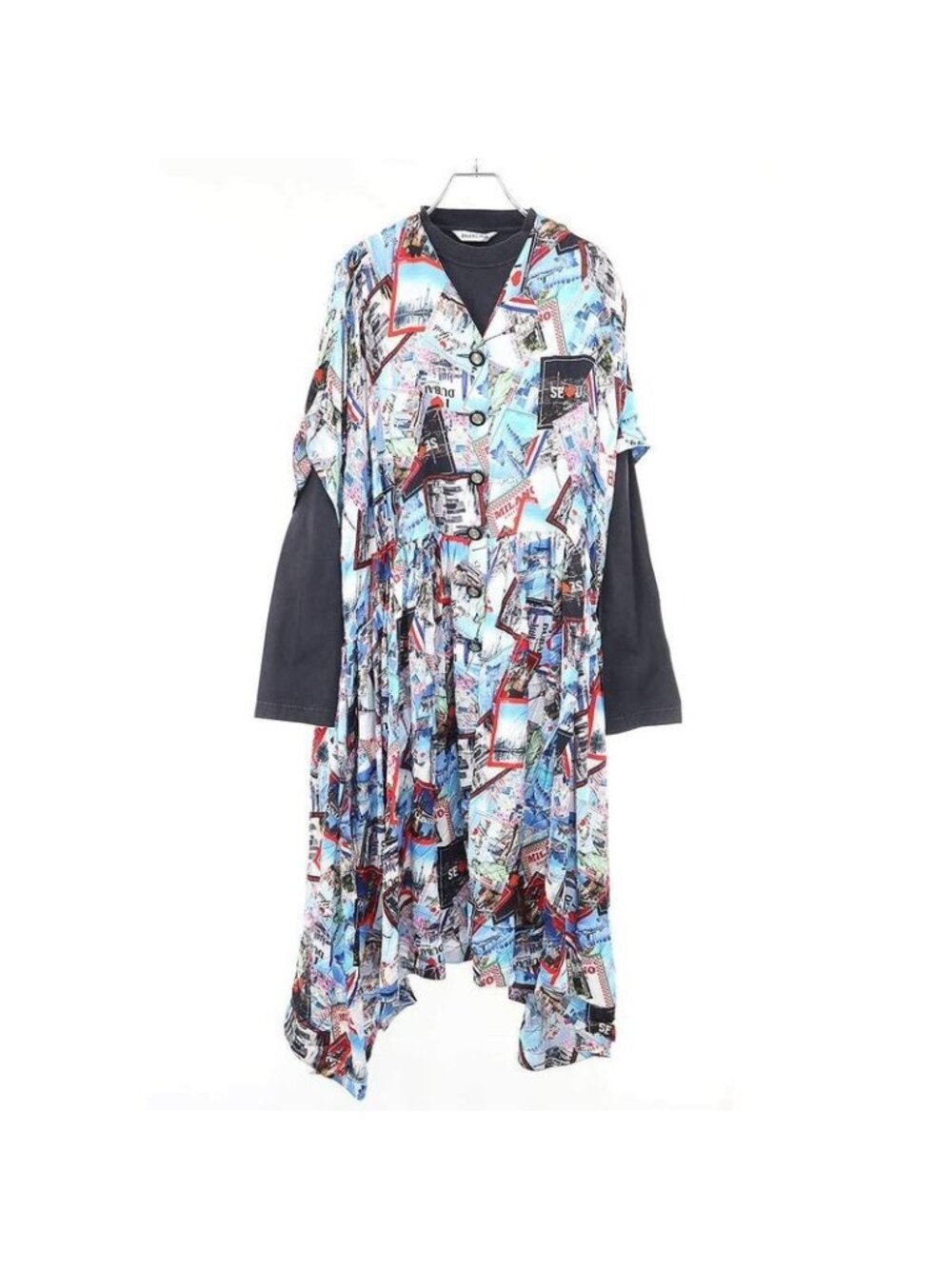 Balenciaga 21 SS Layered Graphic Dress Mixed Color